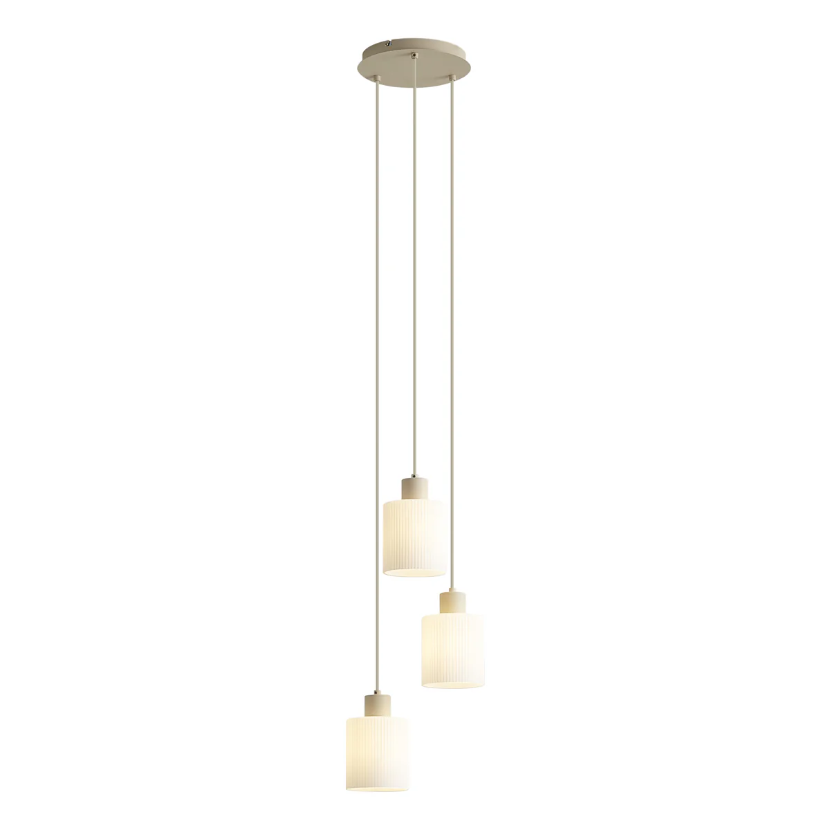 QAZQA Scandinavische hanglamp beige met wit glas rond 3-lichts - Wisp - Afbeelding 3