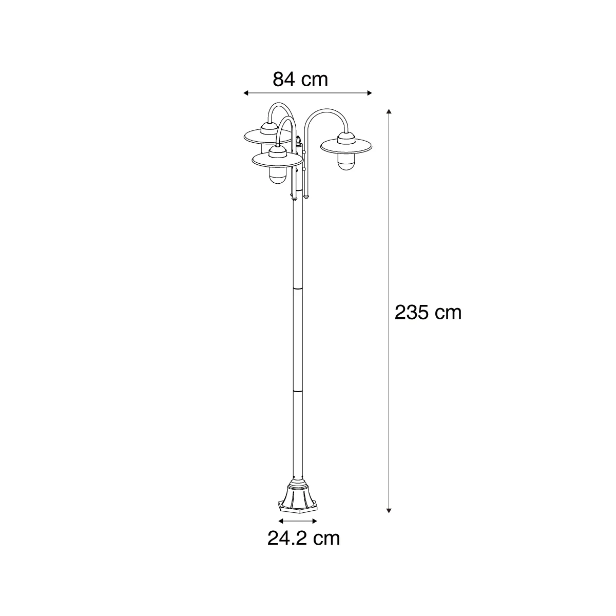QAZQA Buitenlamp koper 235cm 3-lichts IP44 - Munich - Afbeelding 5