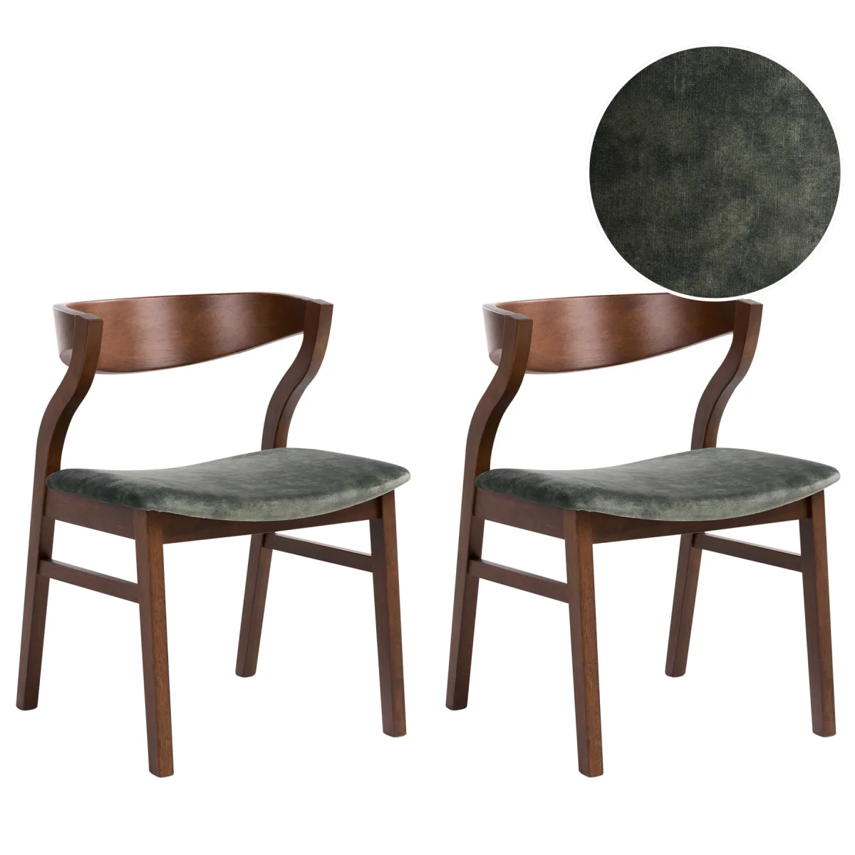 Beliani-MAROA-Eetkamerstoel set van 2-Bruin|Donkergroen-Polyester